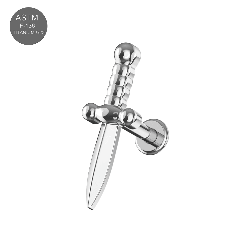 G23 Titanium Dagger Internally Threaded Flatback Stud