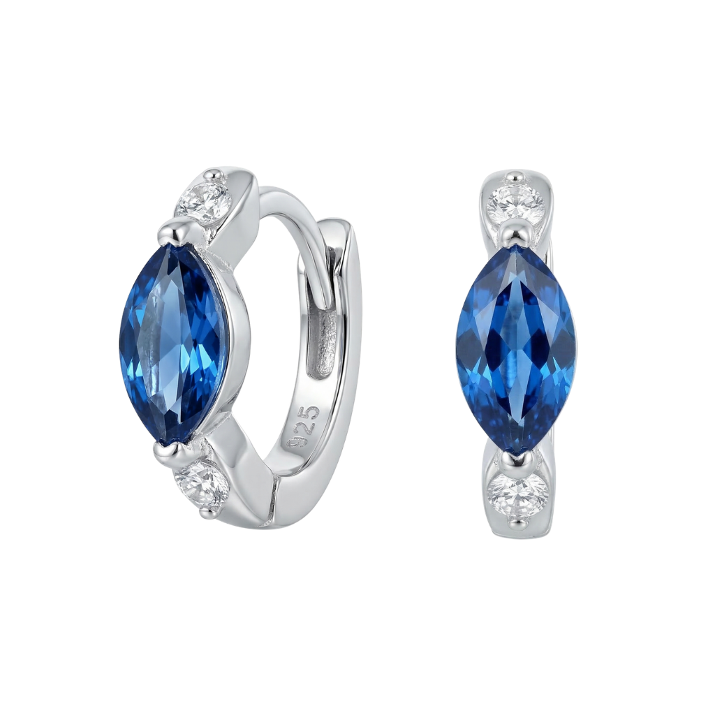 925 Sterling Silver Rhodium Plated Marquise Stone Earrings
