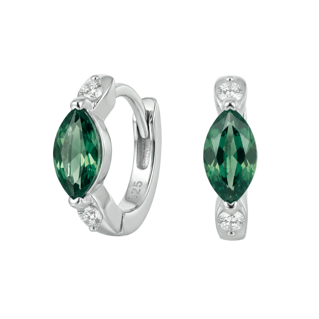 925 Sterling Silver Rhodium Plated Marquise Stone Earrings