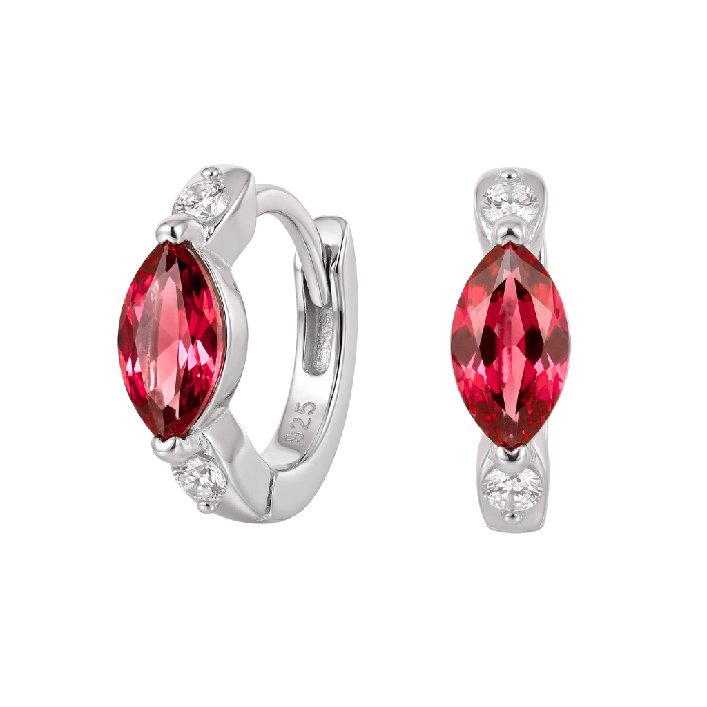 925 Sterling Silver Rhodium Plated Marquise Stone Earrings