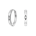 925 Sterling Silver Rhodium Plated Diamond-Cut Huggie Earrings