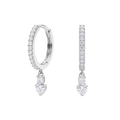 925 Sterling Silver Rhodium Plated Oval Halo Drop Earrings