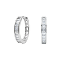 925 Sterling Silver Rhodium Plated Baguette Channel Set Earrings