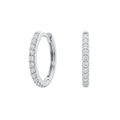 925 Sterling Silver Rhodium Plated Long Pave Hoop Earrings