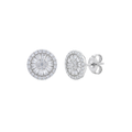 925 Sterling Silver Rhodium Plated Round Mosaic Baguette Studs