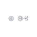 925 Sterling Silver Rhodium Plated Classic Round Halo Studs