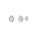 925 Sterling Silver Rhodium Plated Pear-Cut Halo Studs