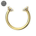 G23 Titanium Circular Barbell with Double Prong-Set CZ Gems