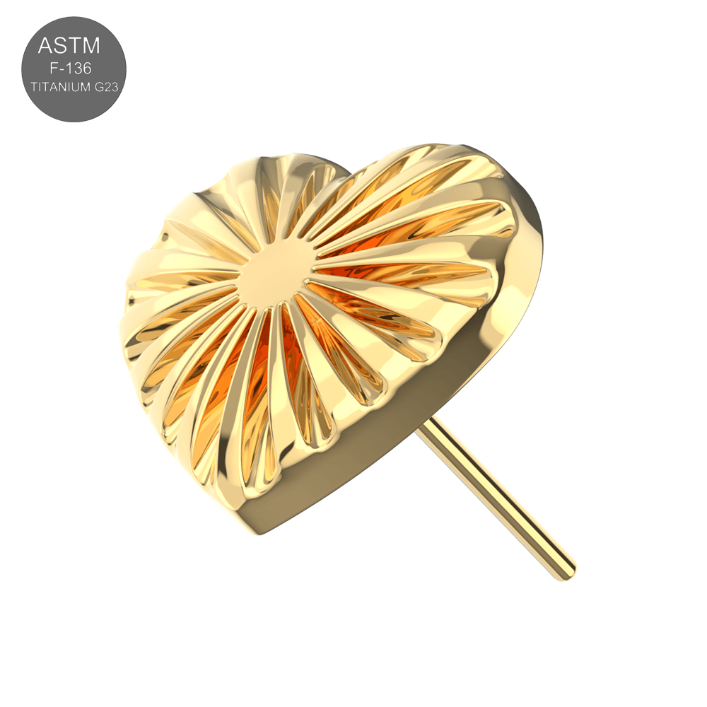 G23 Titanium Laser Heart Threadless Pin Top