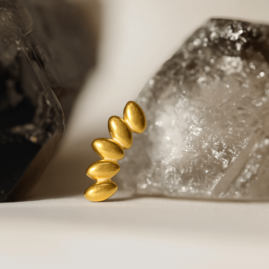 G23 Titanium 3D Marquise Leaf Internally Threaded Flatback Stud