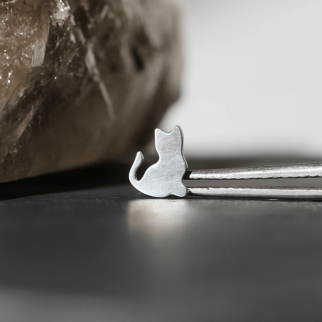 G23 Titanium Minimalist Kitty Internally Threaded Flatback Stud