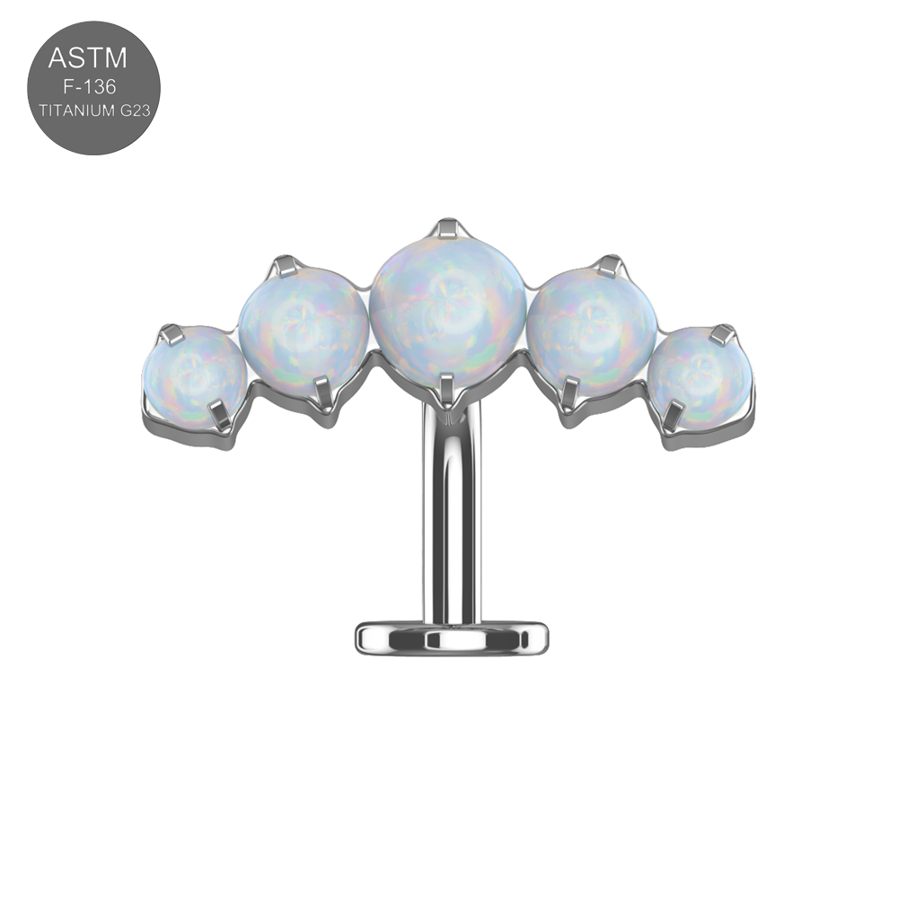 G23 Titanium Five Opal Balls Threadless Floating Belly Ring