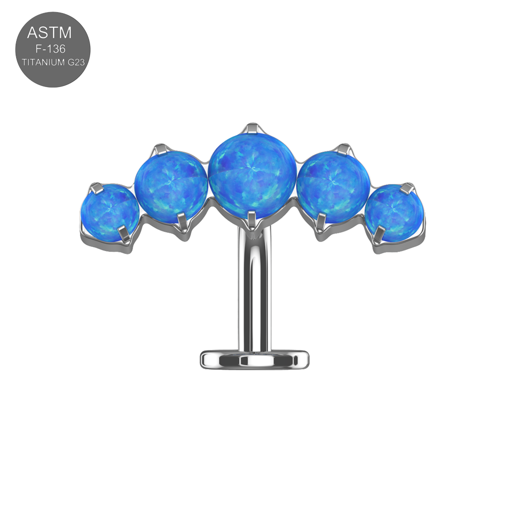 G23 Titanium Five Opal Balls Threadless Floating Belly Ring