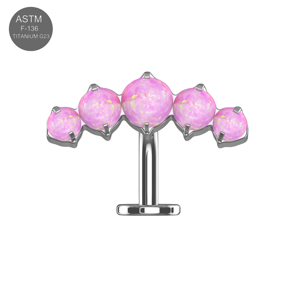G23 Titanium Five Opal Balls Threadless Floating Belly Ring