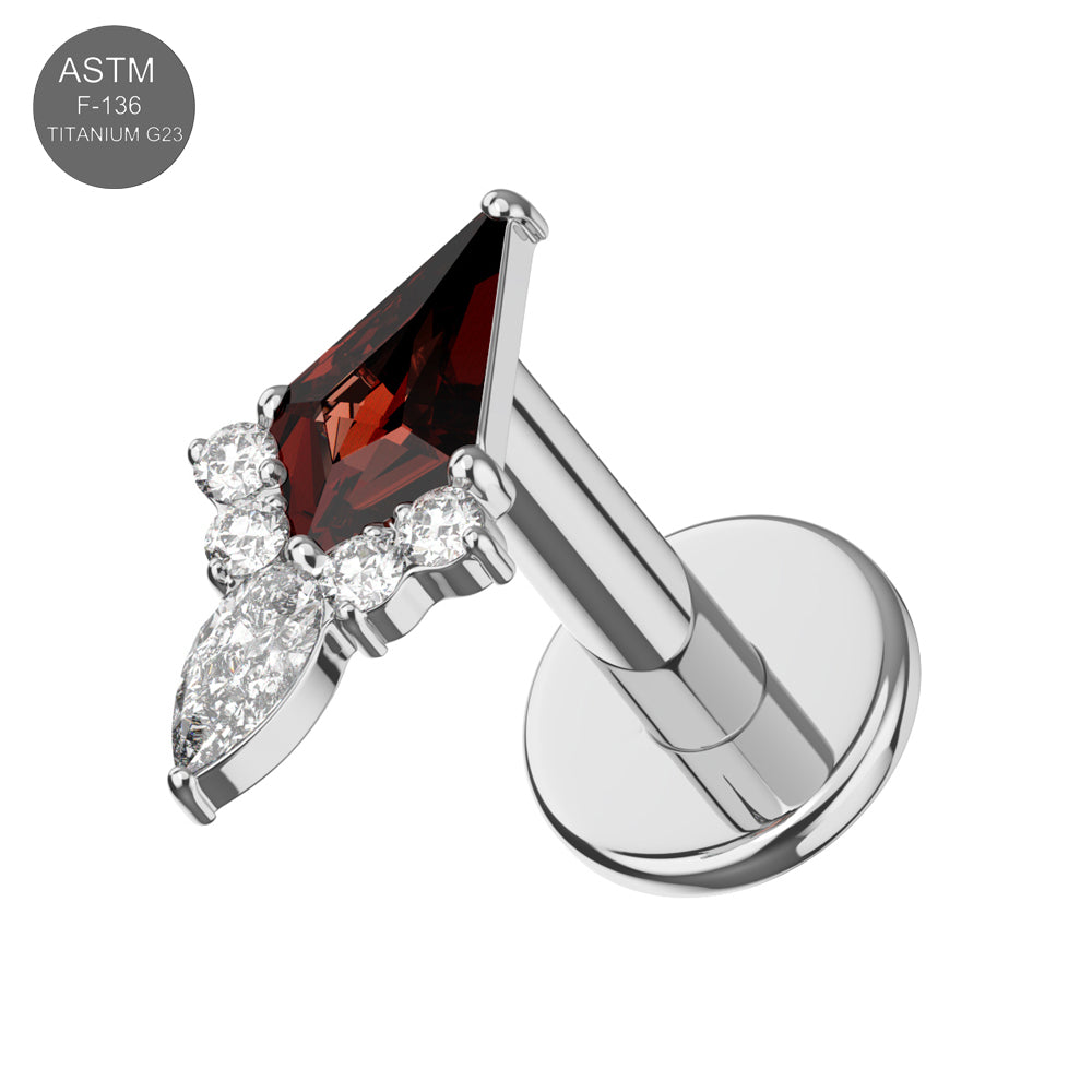 G23 Titanium Garnet Red Marquis and CZ Cluster Labret