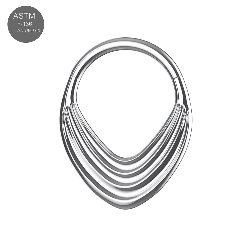 G23 Titanium Layered Teardrop Hinged Segment Clicker Ring