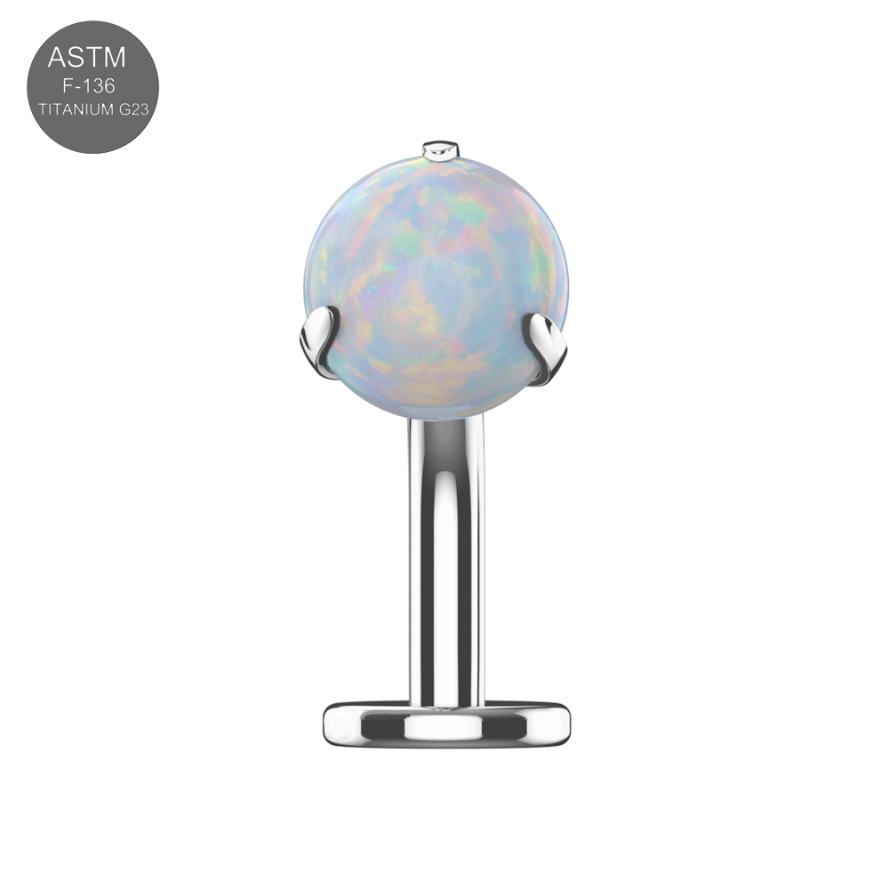 G23 Titanium Opal Ball Jewelled Threadless Floating Belly Ring