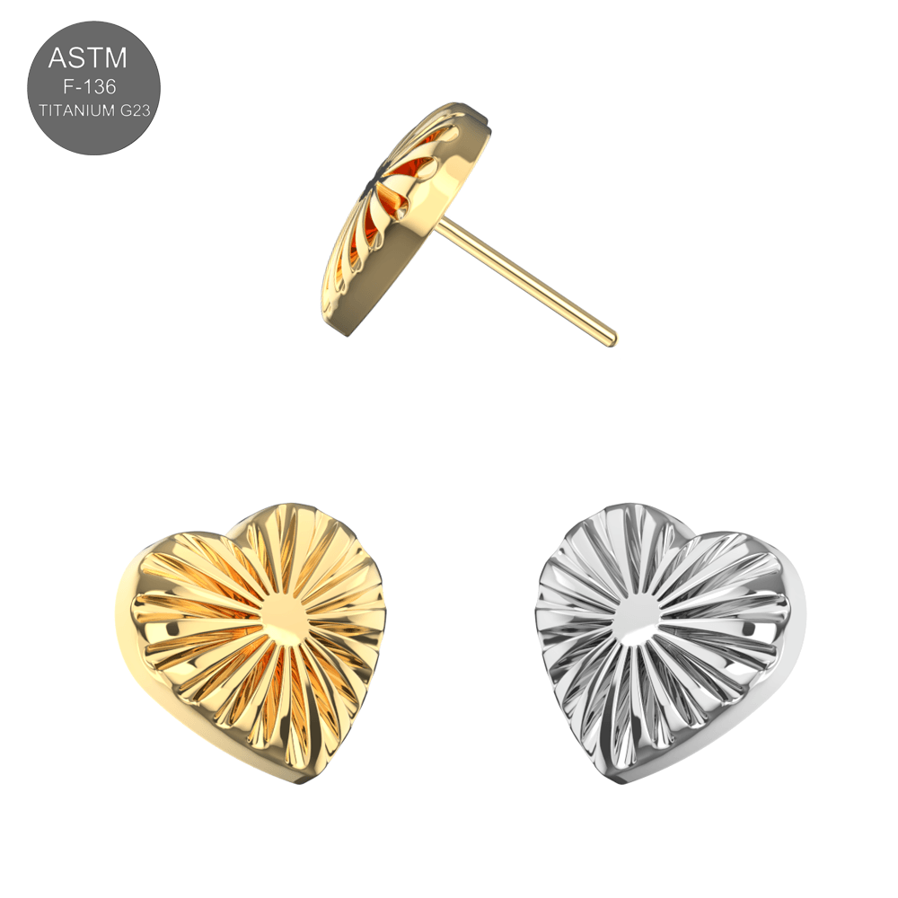 G23 Titanium Laser Heart Threadless Pin Top