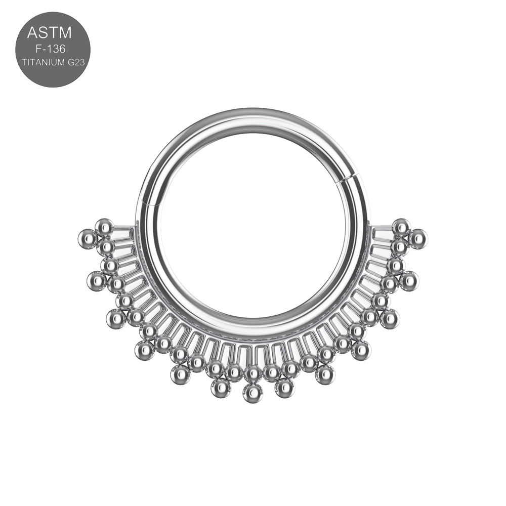 G23 Titanium Tribal Sunburst Hinged Segment Clicker Ring