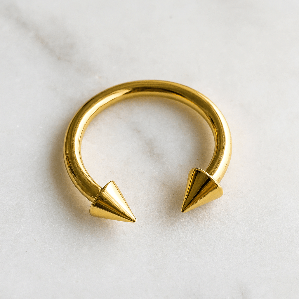 G23 Titanium Gold Anodised Circular Barbell with Cone