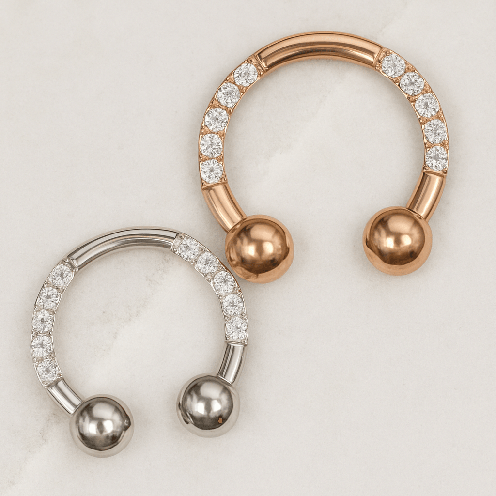 G23 Titanium Multi CZ Jewelled Circular Barbell with Ball