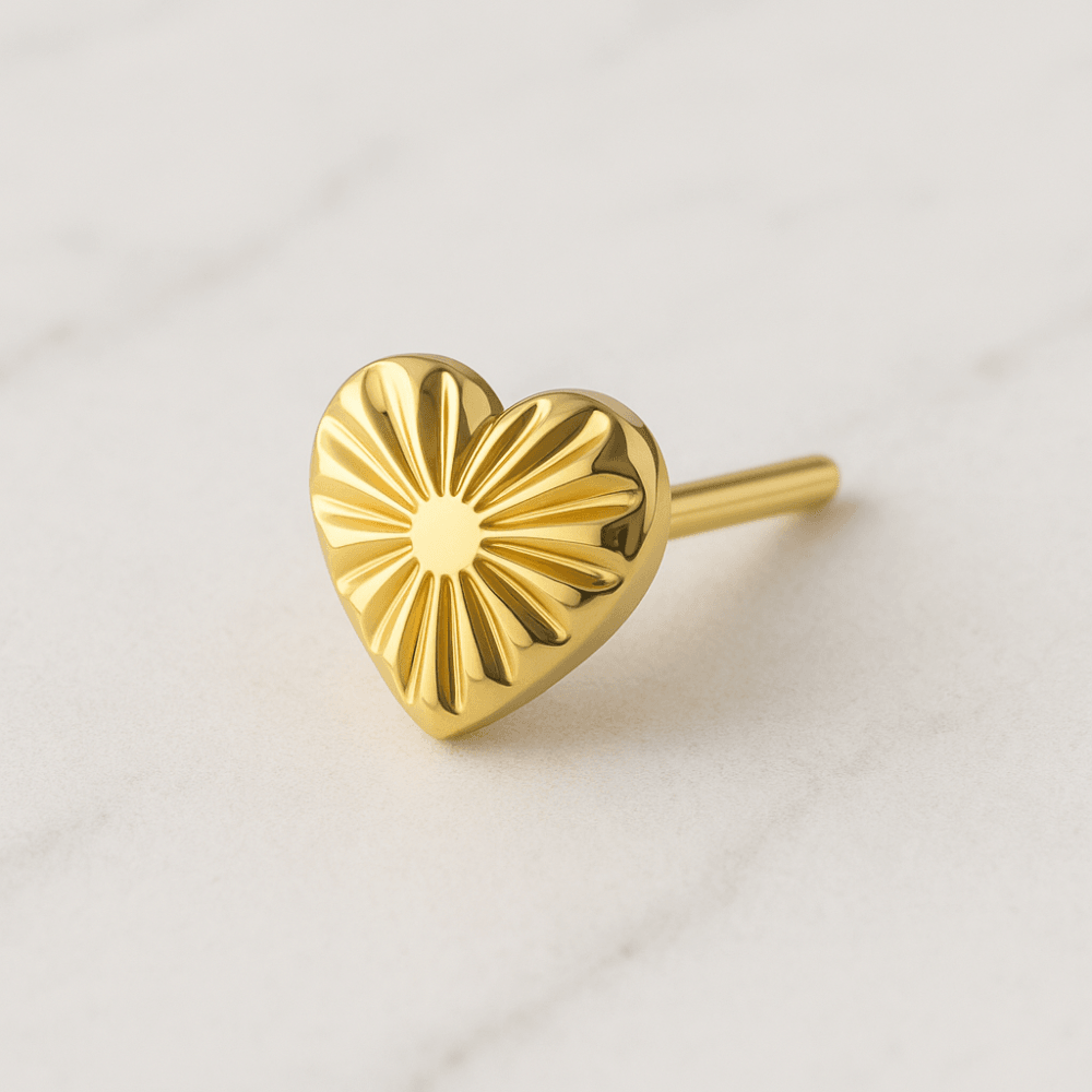 G23 Titanium Laser Heart Threadless Pin Top