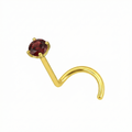 9K Gold Claw-Set Garnet Natural Stone Screw Nose Stud