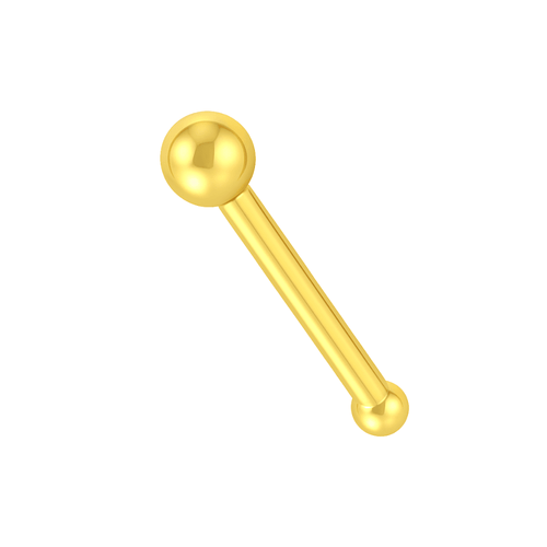 14K Gold Plain Bead Ball Top Nose Stud
