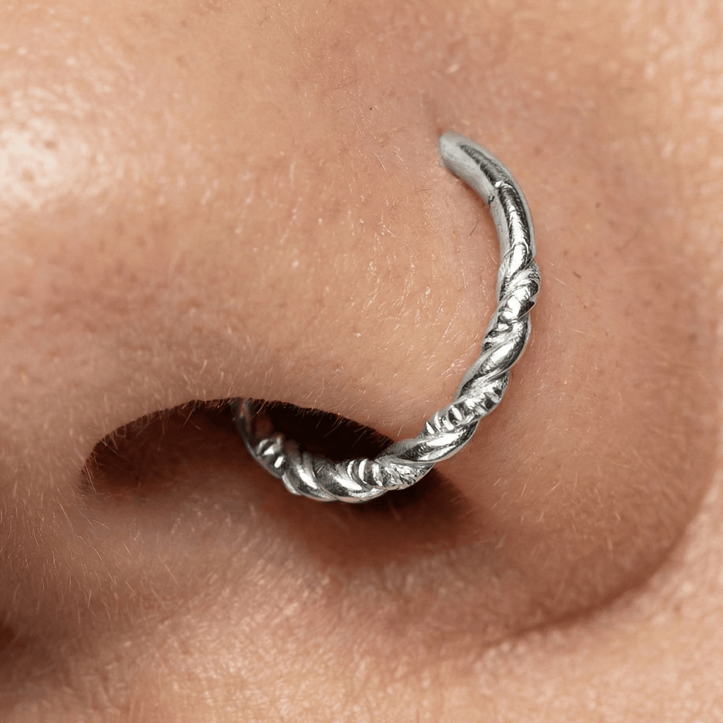 925 Sterling Silver Twisted Style Hinged Clicker Earrings Pair