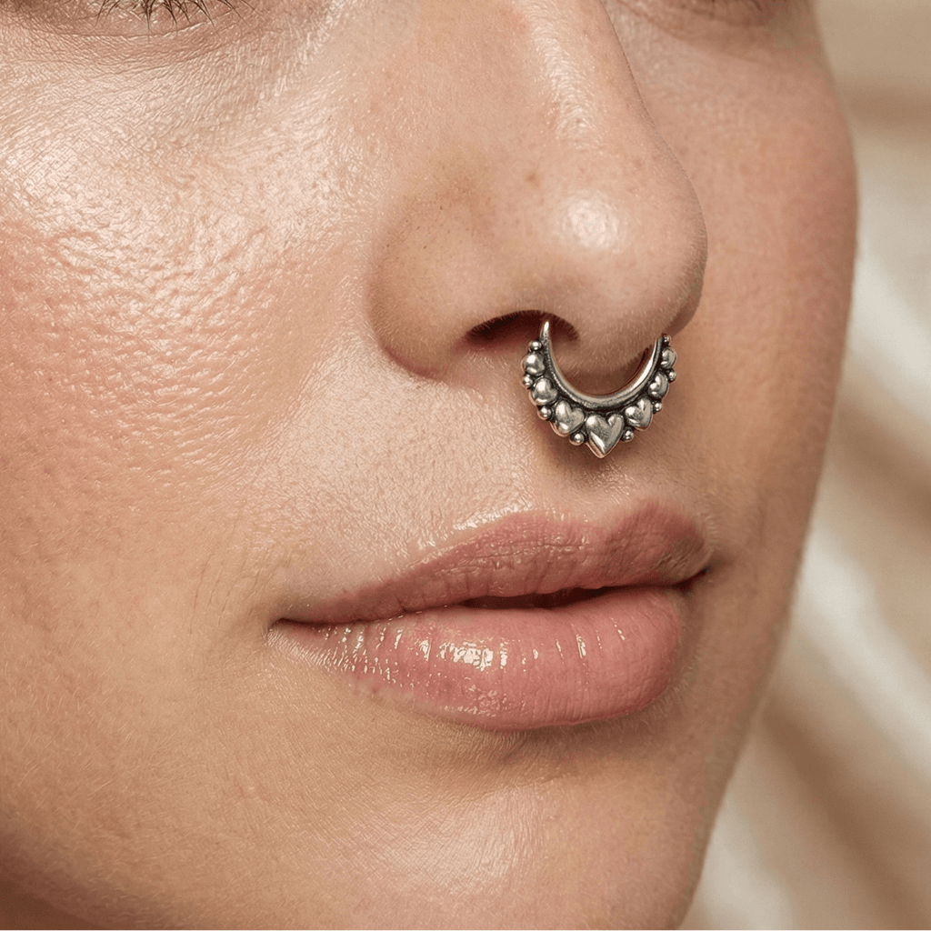 316L Surgical Steel Multi-Hearts Paved Septum Clicker Ring