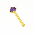 9K Gold Claw-Set Amethyst Natural Stone Nose Stud