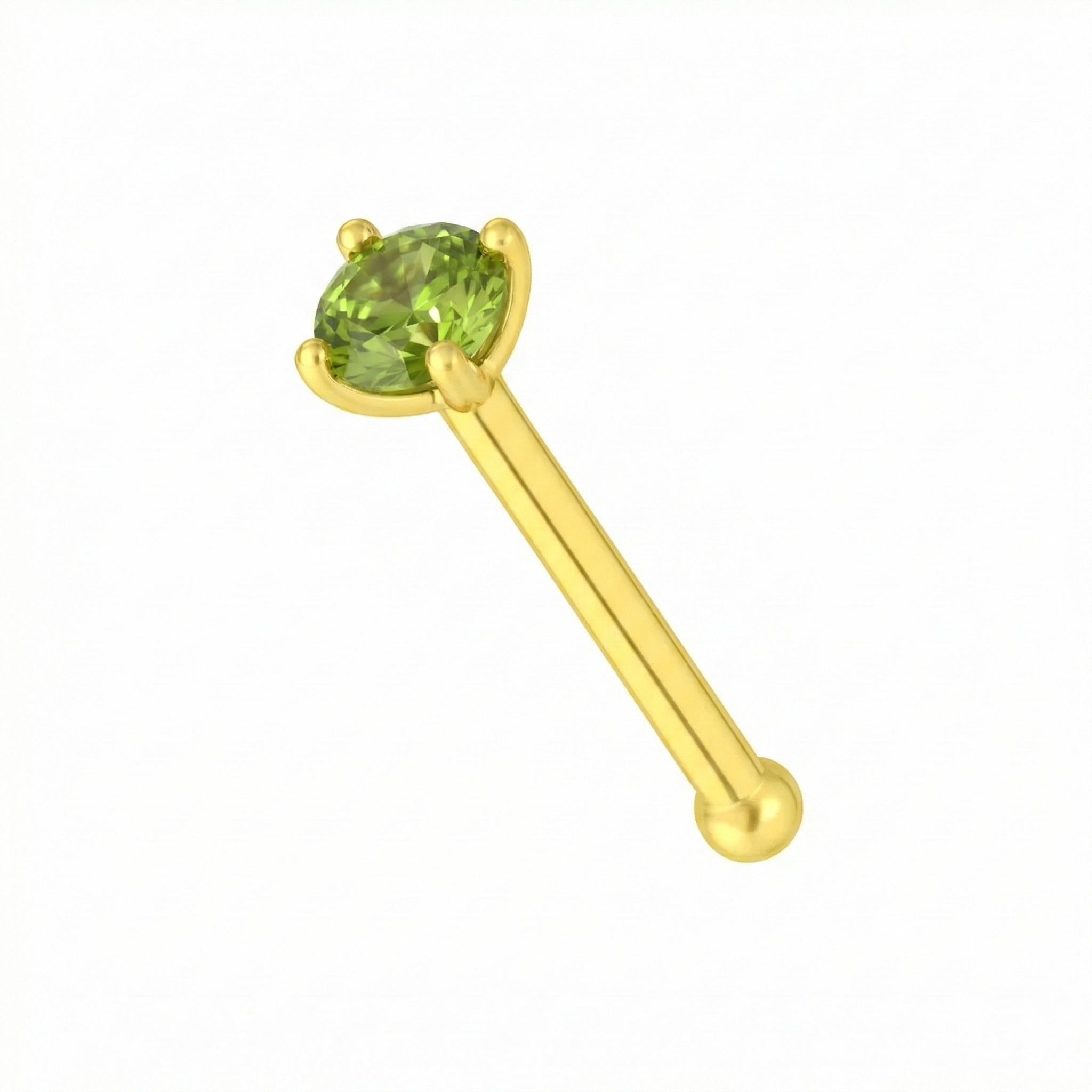 9K Gold Claw-Set Peridot Green Natural Stone Nose Stud