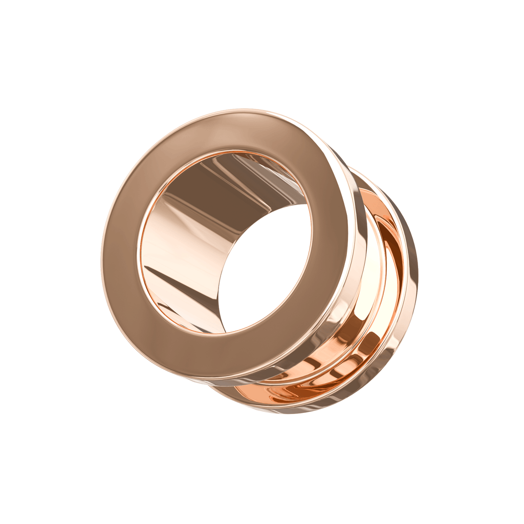 316L Surgical Steel Rose Gold Plated External Screw Fit Ear Flesh Tunnel