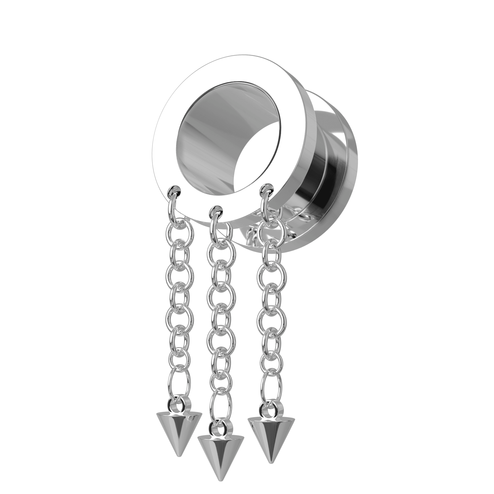 316L Surgical Steel Dangling Cones External Threaded Tunnel
