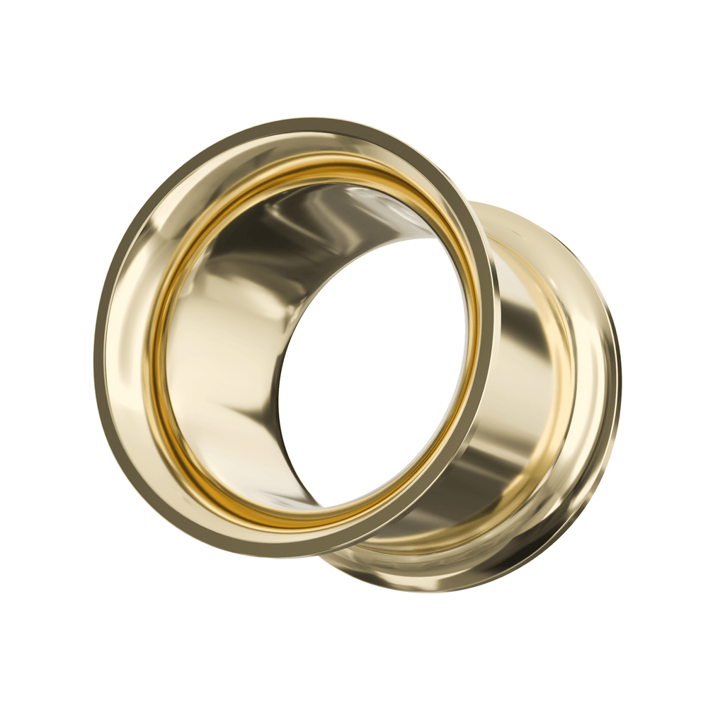 316L Surgical Steel Double Flared Gold Internally Threaded Tunnel