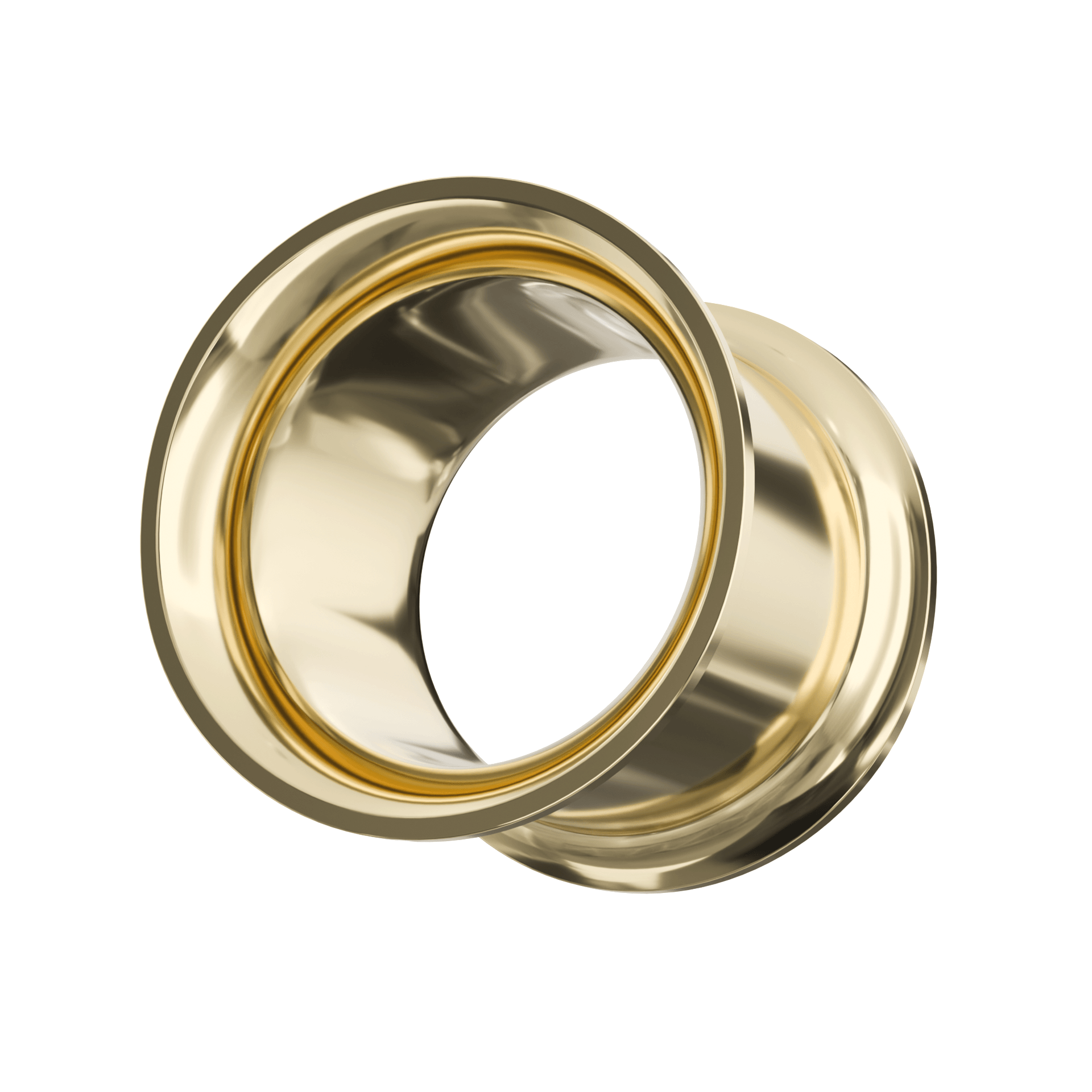 316L Surgical Steel Double Flared Gold Internally Threaded Tunnel