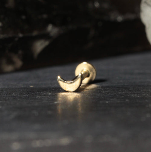 14K Gold Internal Thread Plain Tiny Crescent Top