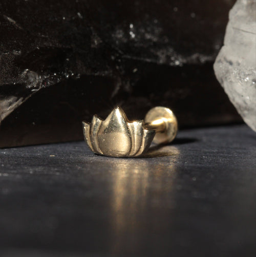 14K Gold Lotus Internally Threaded Screw Fit Stud