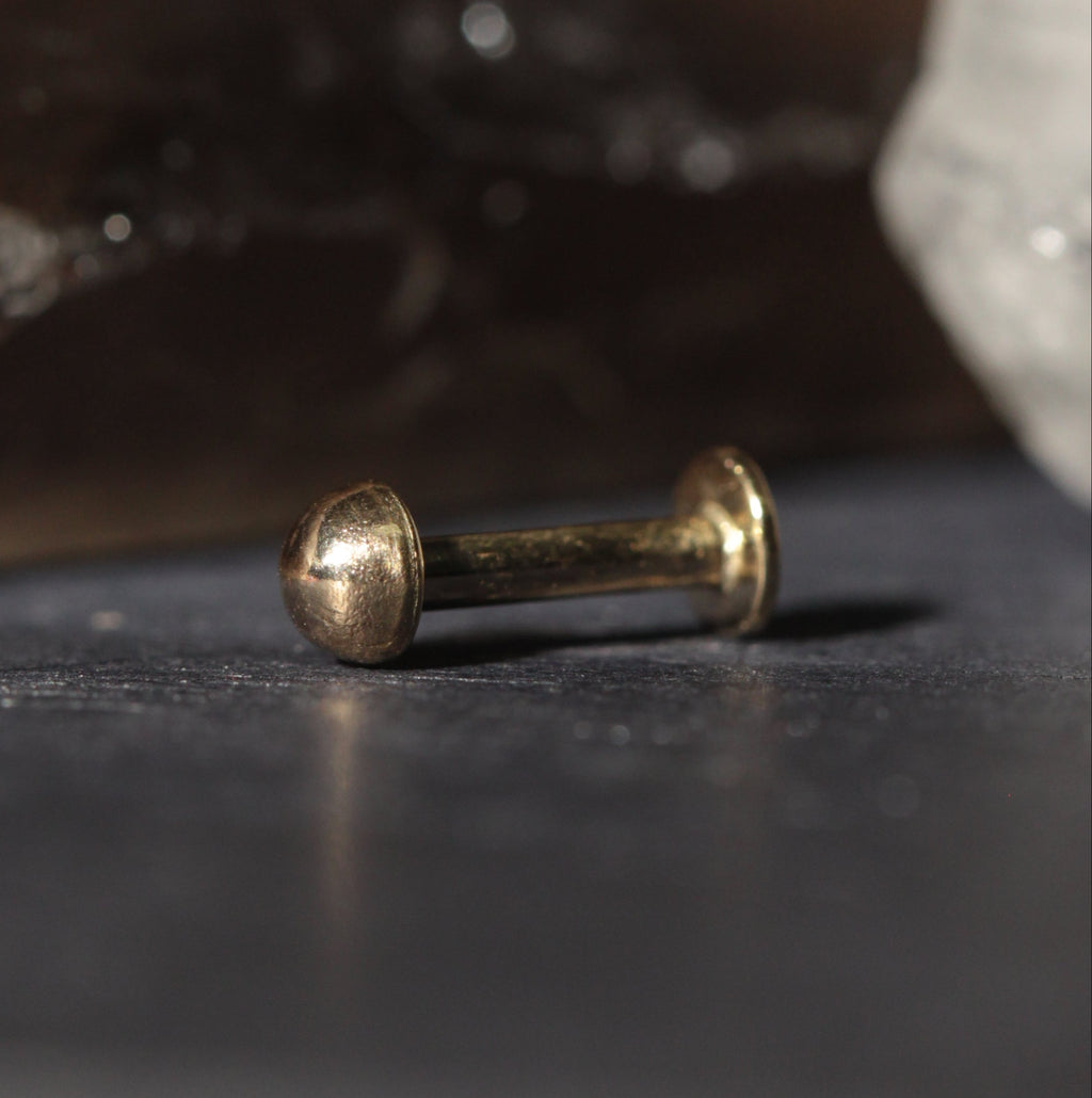 14K Gold Internally Threaded Half Ball Top Flatback Stud