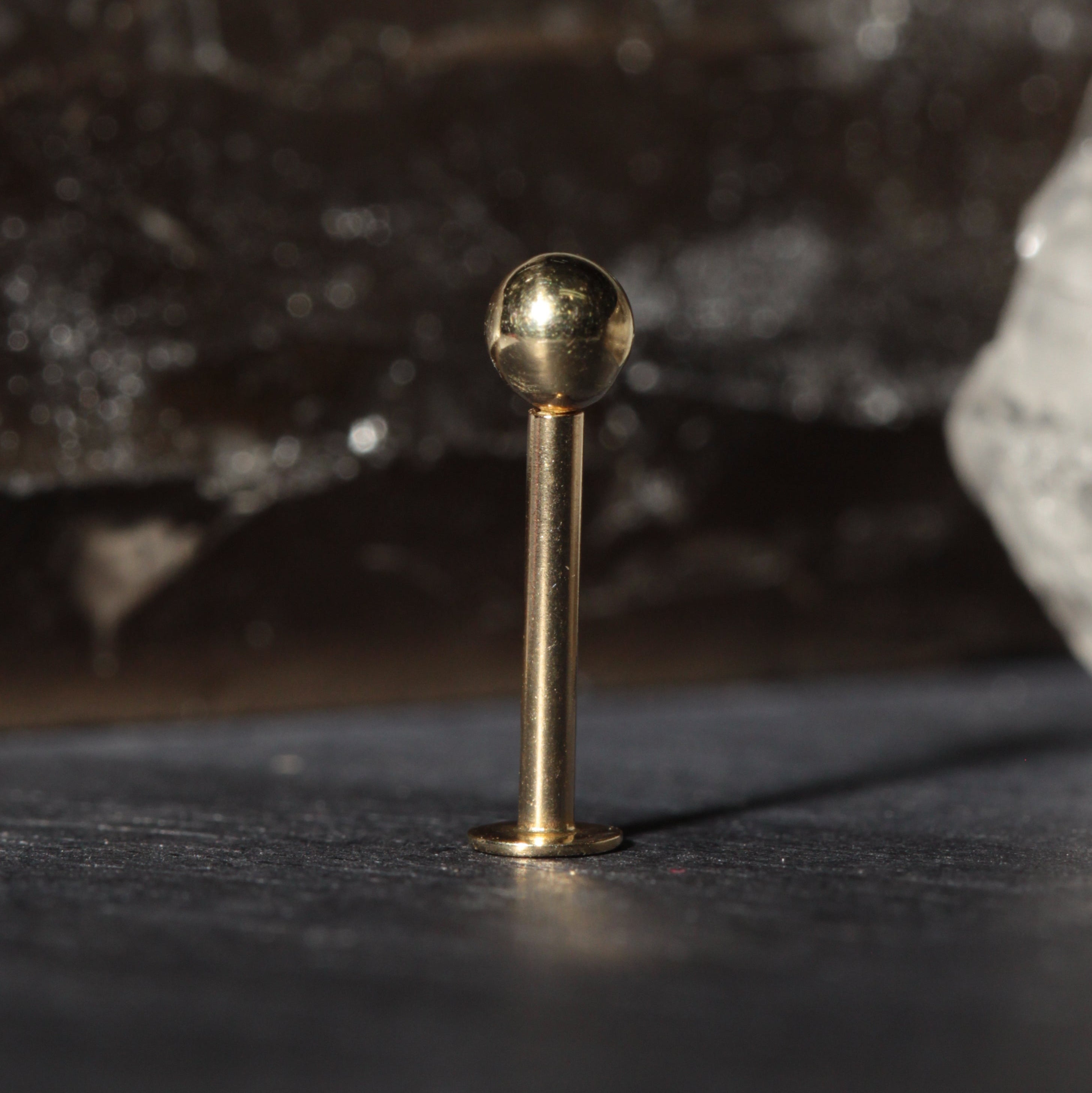 14K Gold Internally Threaded Full Ball Top Flatback Stud