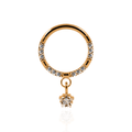 316L Surgical Steel CZ Jewelled Dangling Star Hinged Segment Clicker Hoop
