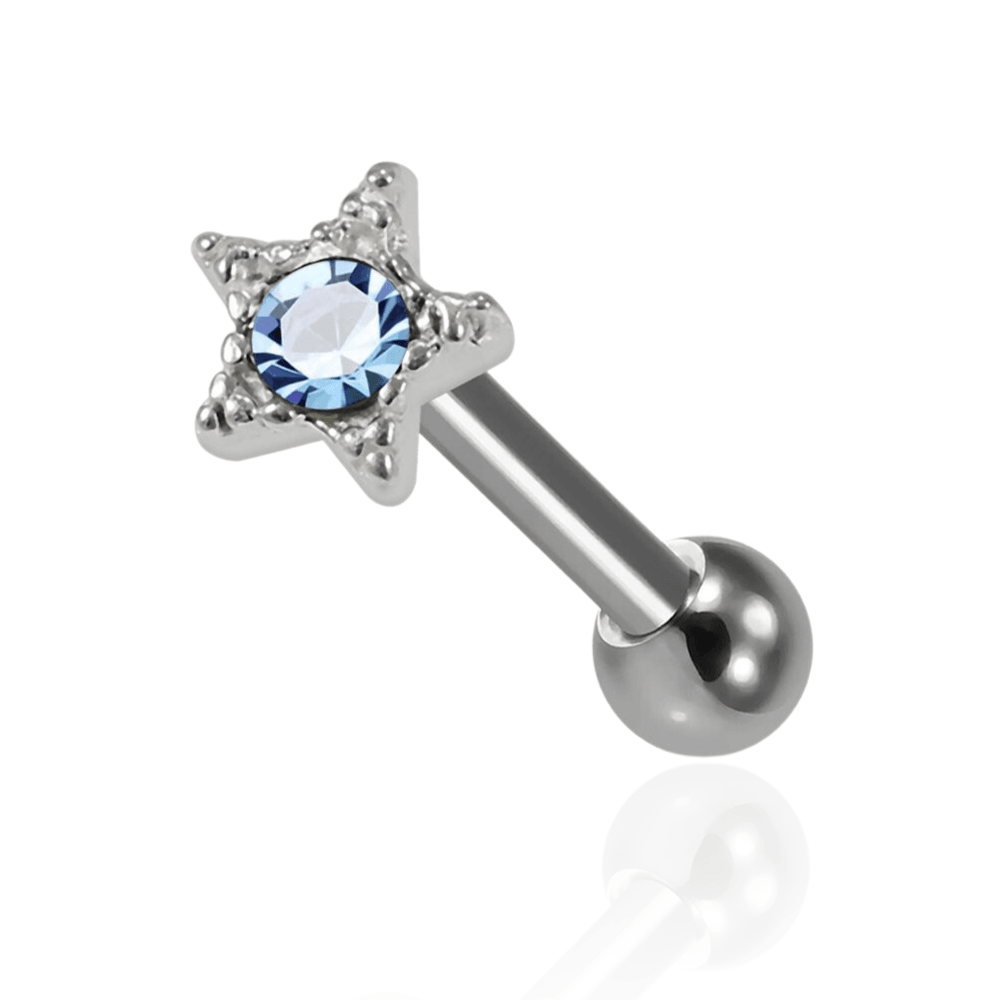 925 Sterling Silver Star CZ Jewelled Cartilage Tragus Piercing Ear Stud