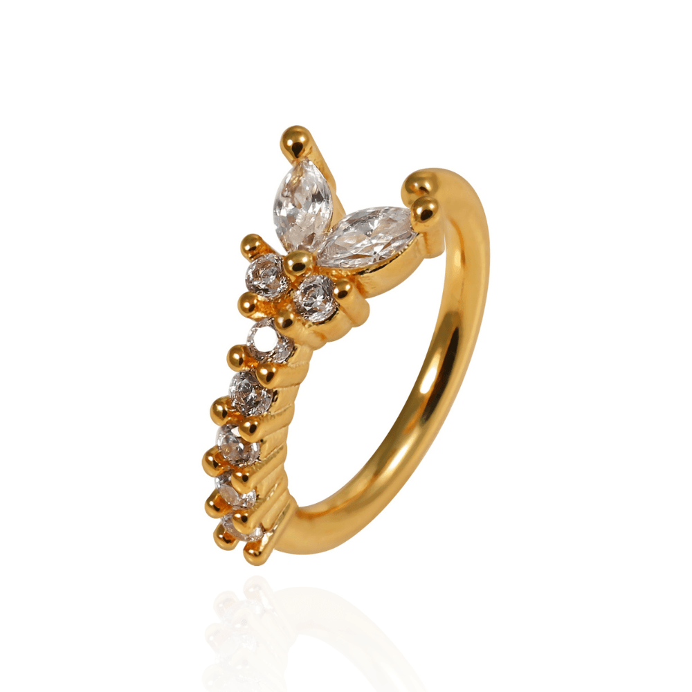 316L Surgical Steel CZ Jewelled Butterfly Open Hoop Ring