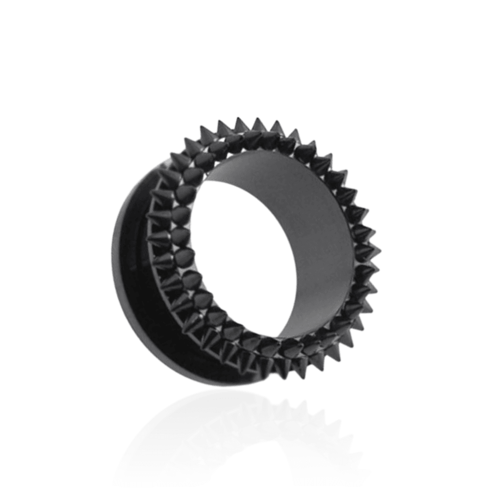 316L Surgical Steel Blackline Steel Spiked Screw Fit Flesh Tunnel