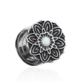 316L Surgical Steel Flower with Opal Stone Ear Flesh Tunnel