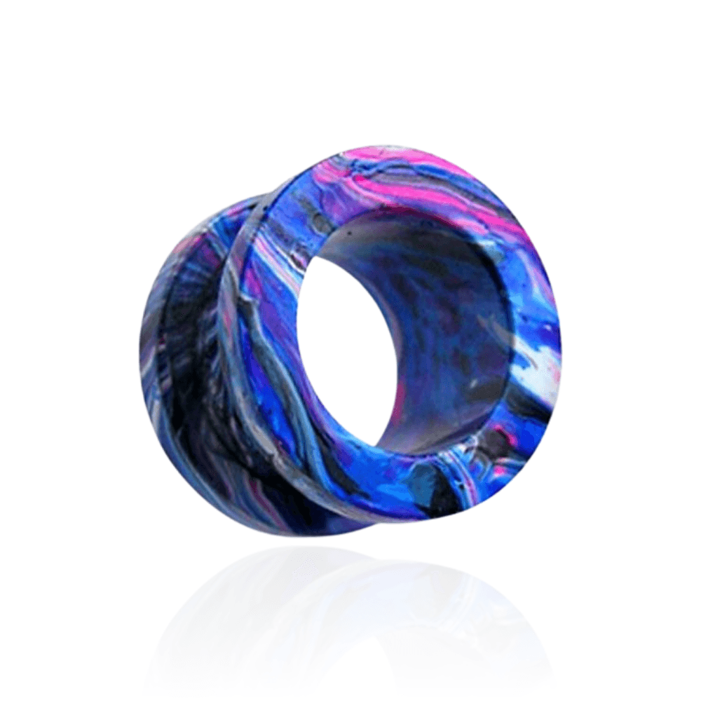316L Surgical Steel Blue and Pink Painted Screw Fit Flesh Tunnel