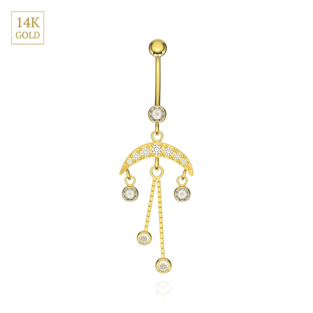 14K Gold Studded Dreamcatcher Belly Ring