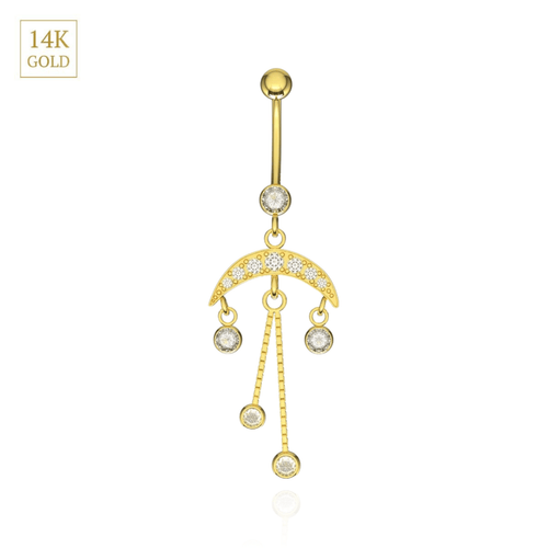 14K Gold Studded Dreamcatcher Belly Ring