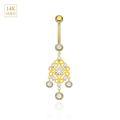 14K Gold Studded Traditional Belly Ring