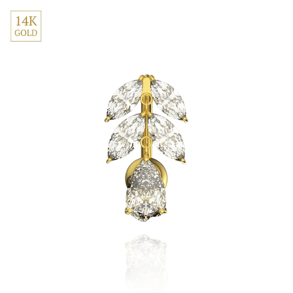 14K Gold Studded Reverse Belly Ring